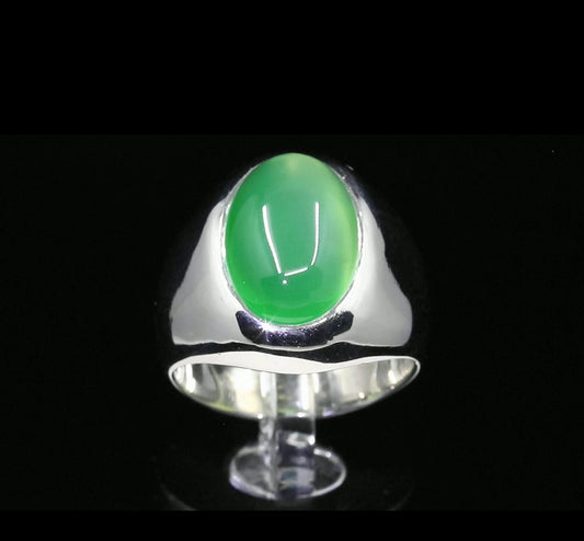 Synthetic Green Chatoyant Signet Ring