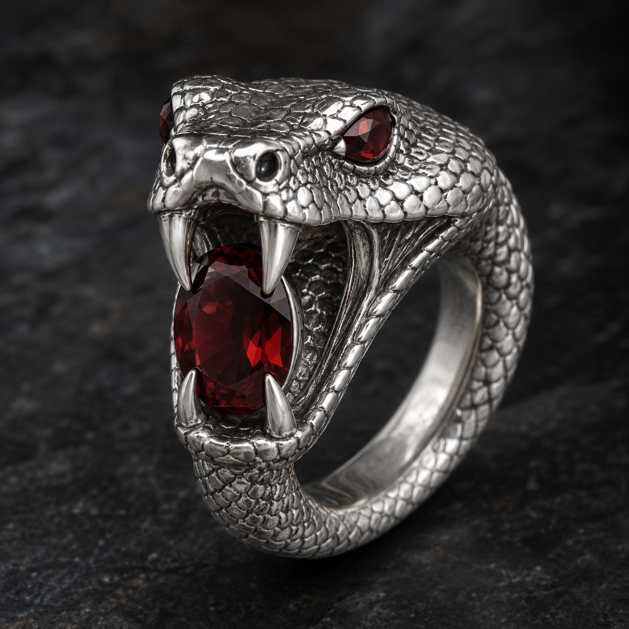 Serpent Garnet Ring
