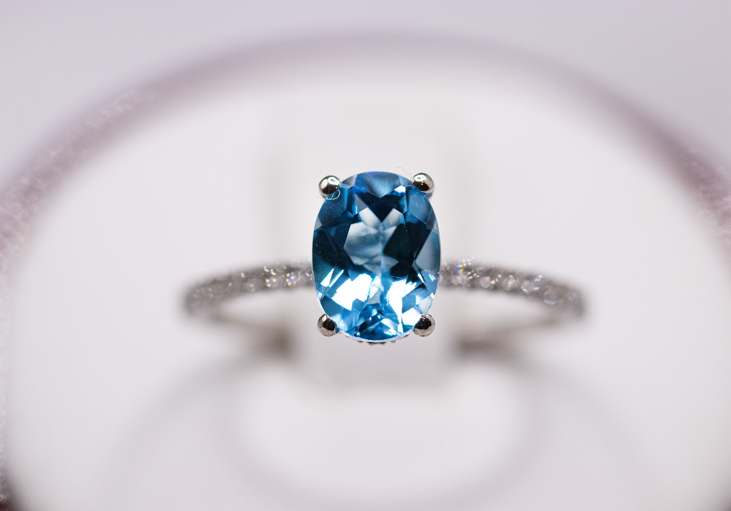 Swiss Blue Topaz and Diamond Ring