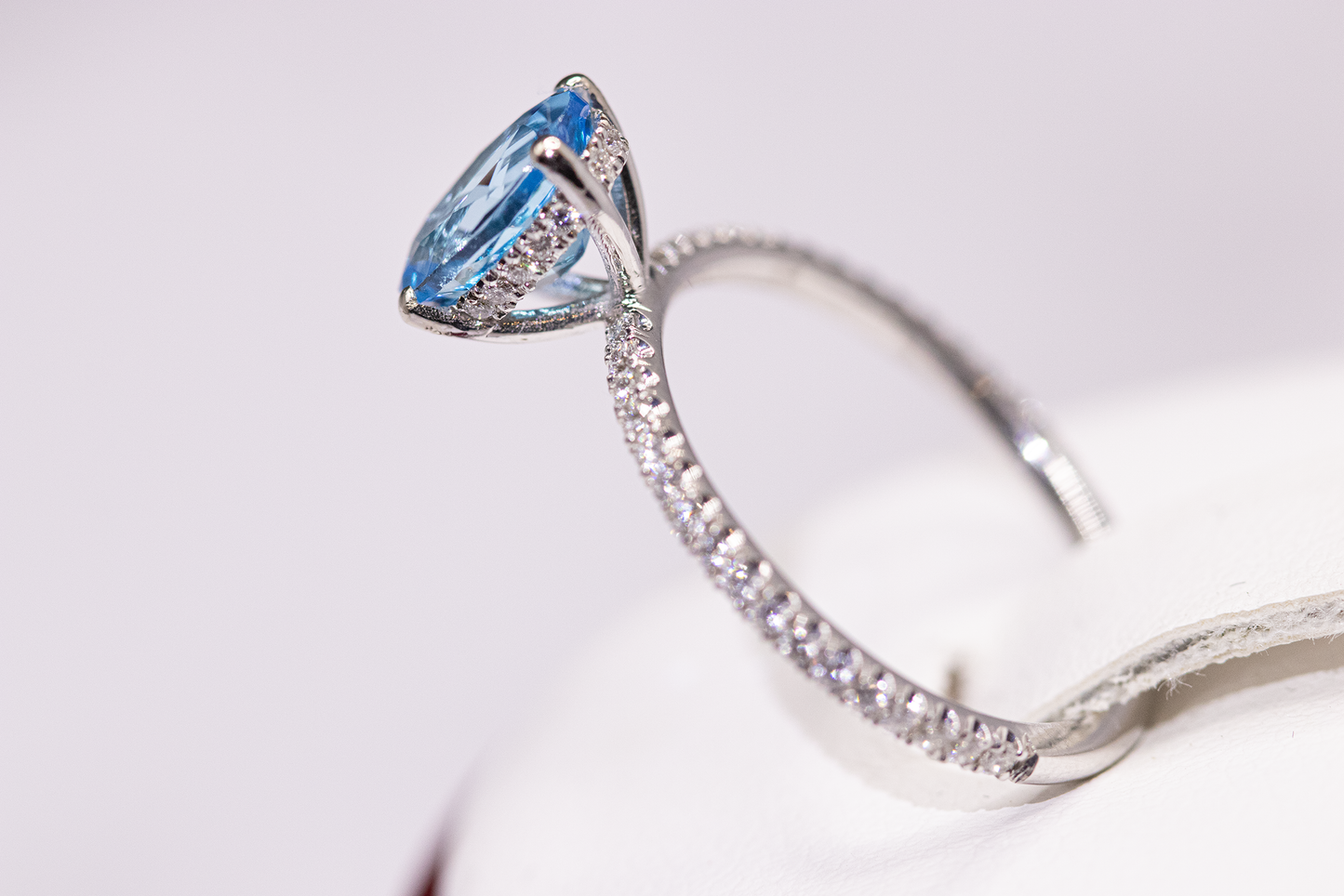 Swiss Blue Topaz and Diamond Ring