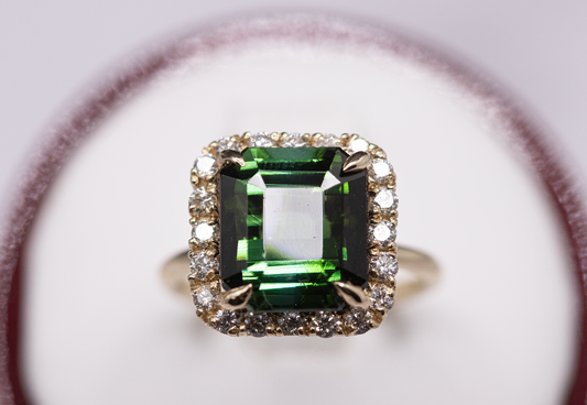 Green Tourmaline & Diamond Ring