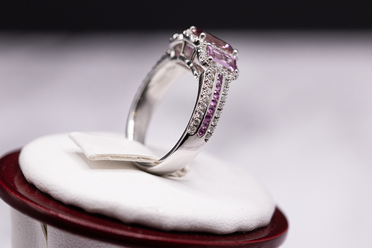 Pink Color-Changing Sapphire & Diamond Ring